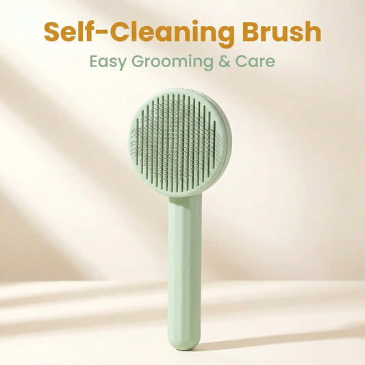 Stainless Steel Pet Comb With Massage Function And Self Cleaning Mechanism