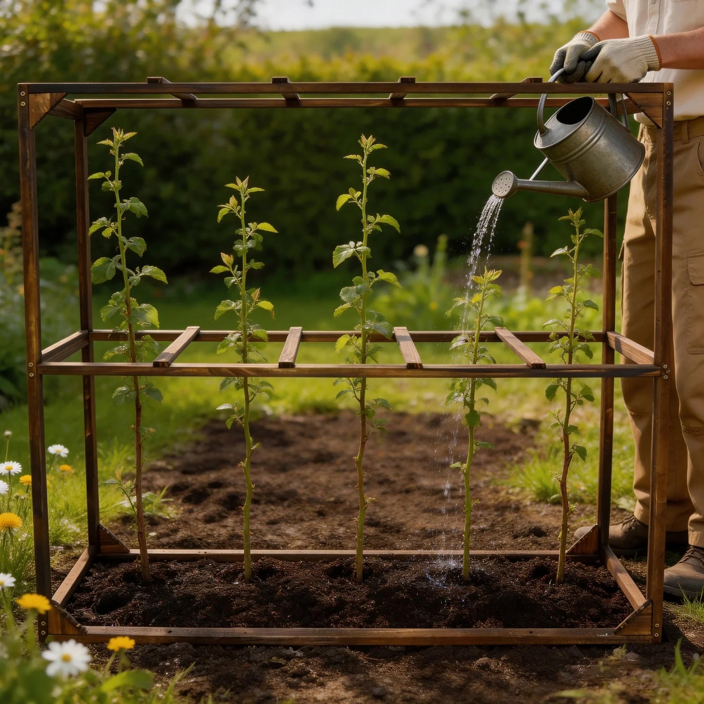 Outdoor Wooden Garden Tomato And Cranberry Plant Support Trellis Frame