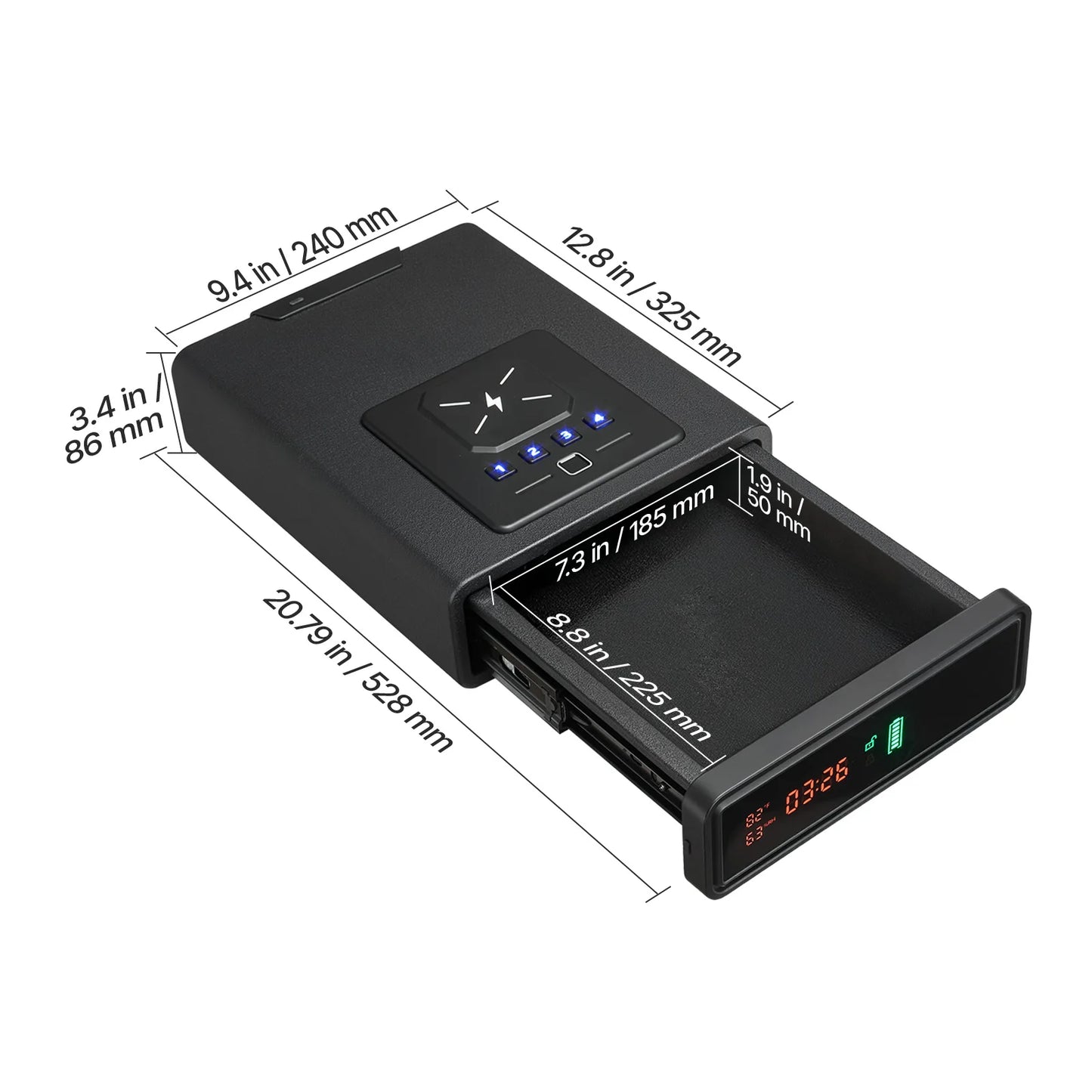 Gun Safe Slider 3 Way Quick Access Fingerprint Password Key