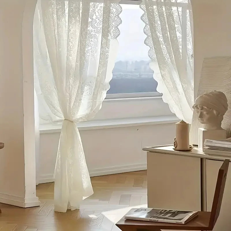 Elegant Phoenix Tail Lace Chiffon Curtain For Living Room
