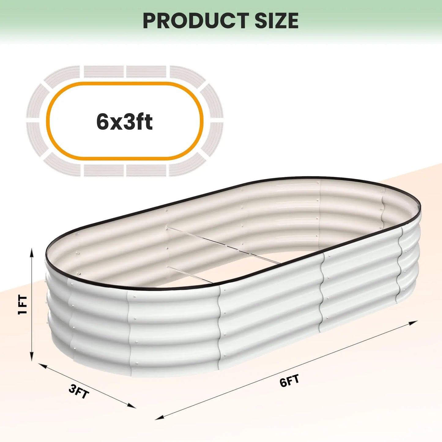 HiMISS Two Pack Oval Galvanized Steel Raised Garden Bed Planter