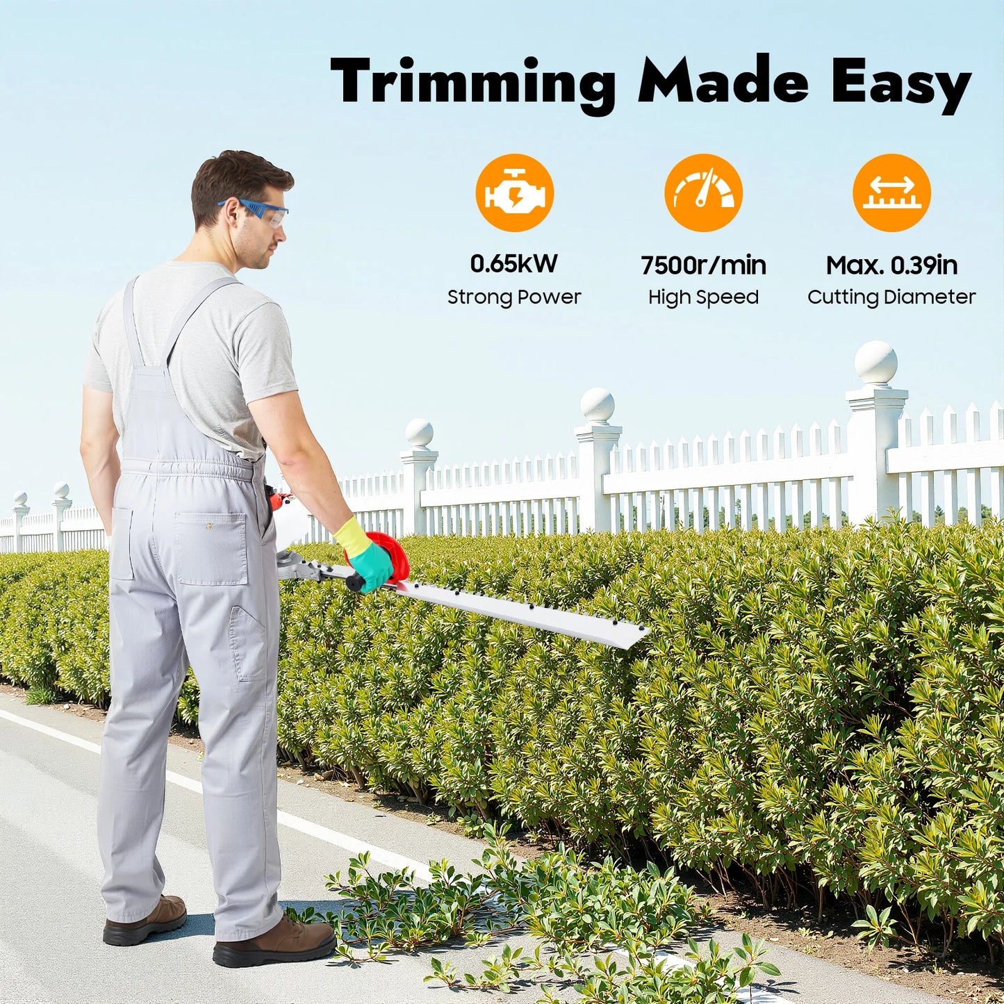 Bymaocar Hedge Trimmer 22.5cc Gas Powered Single Edge Hedge Cutter