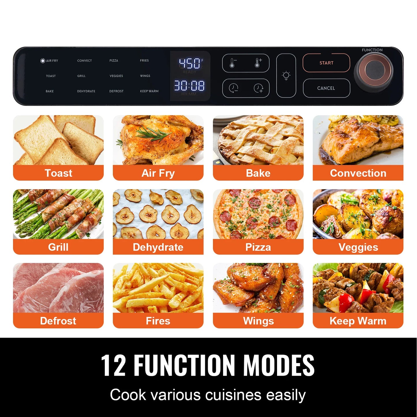SucceBuy Air Fryer Toaster Oven Convection 1700W Stainless Steel