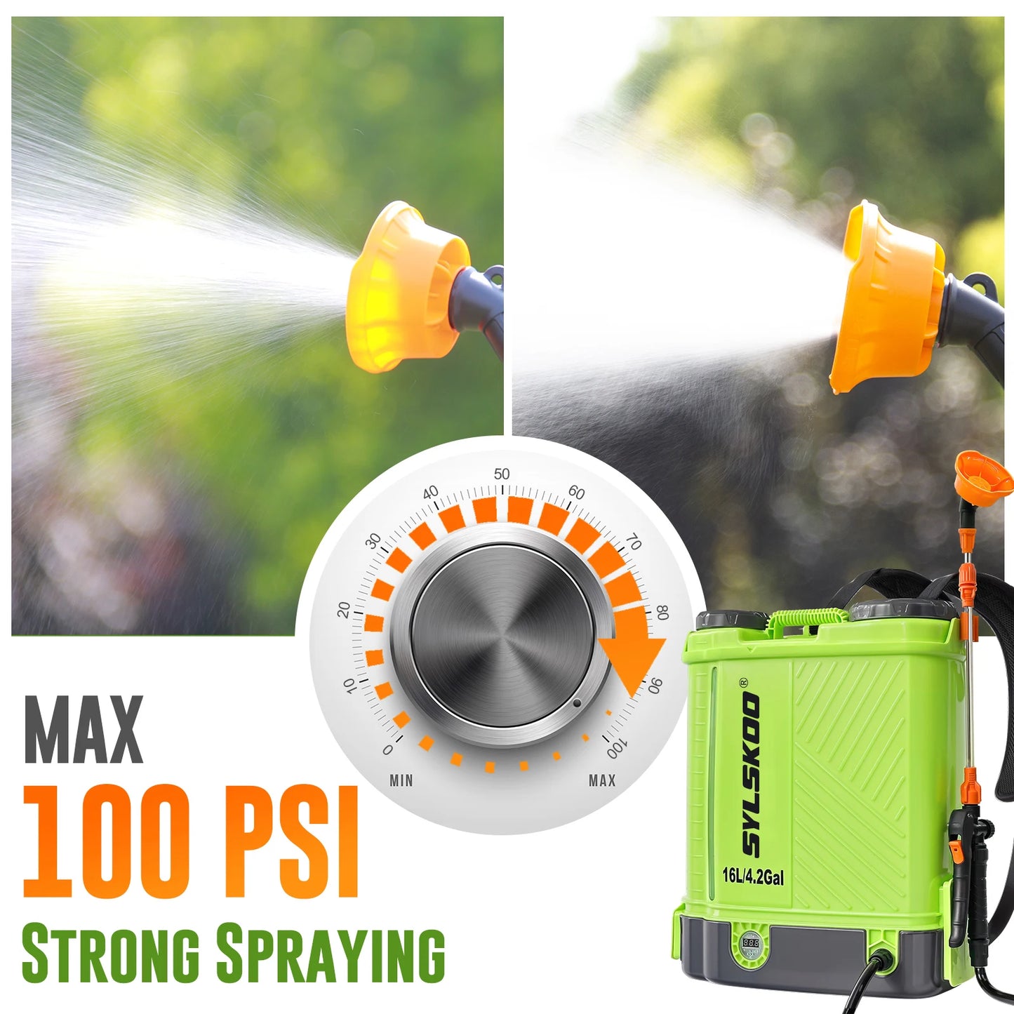 Electric Garden Sprayer 100 PSI With Telescopic Wand And Battery Charger