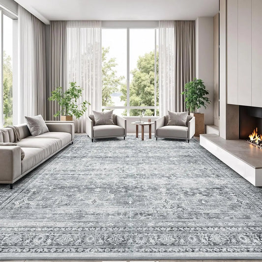 Wool Silk Area Rug With Non Slip Backing Machine Made