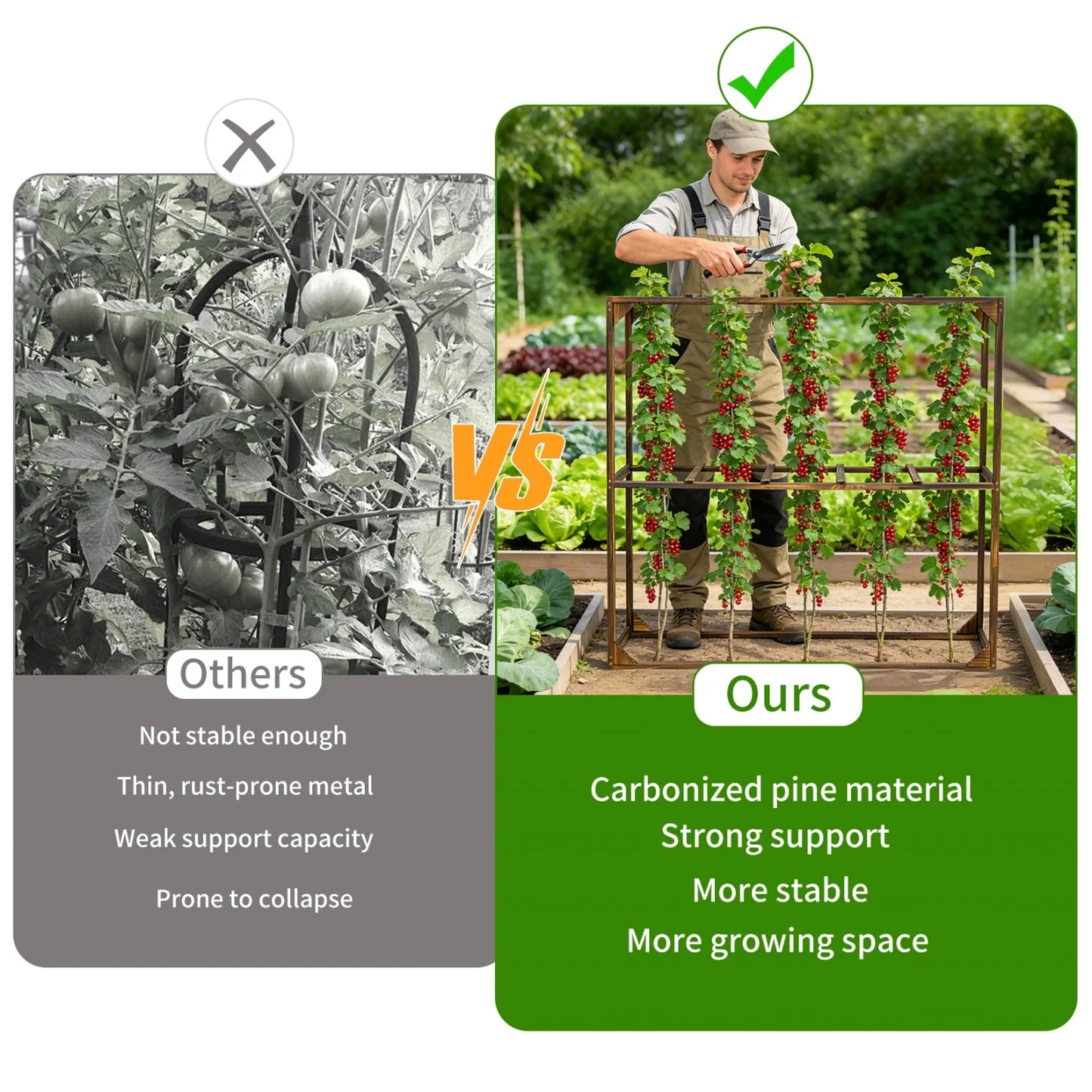 Outdoor Wooden Garden Tomato And Cranberry Plant Support Trellis Frame