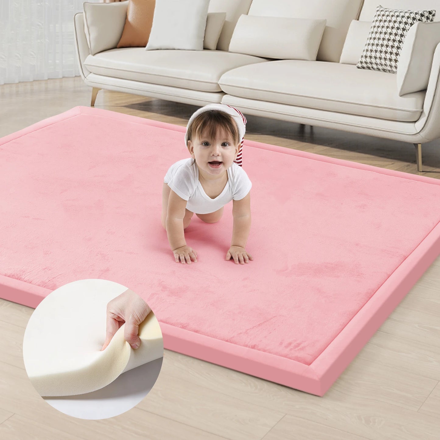 Huloo Sleep Memory Foam Playpen Mat With Non Slip Bottom