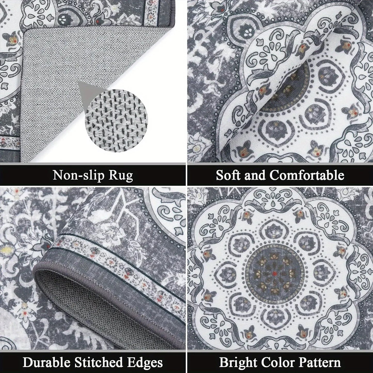Bohemian Style Kitchen Floor Mat Set Non Slip Washable Rugs