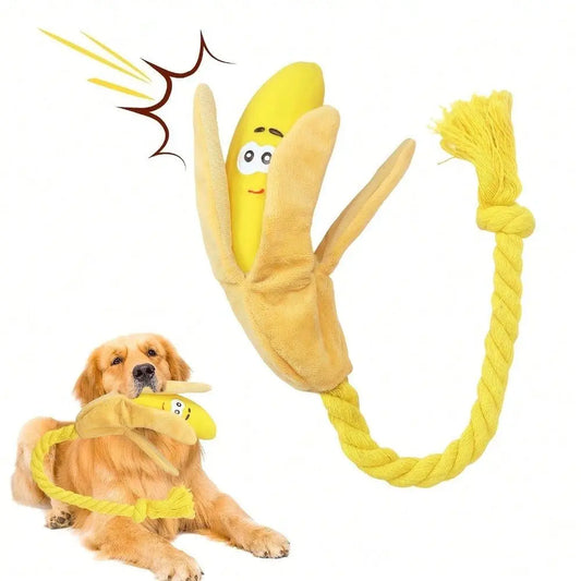 XMSJ Radish Squeaky Interactive Pull Rope Plush Dog Toy