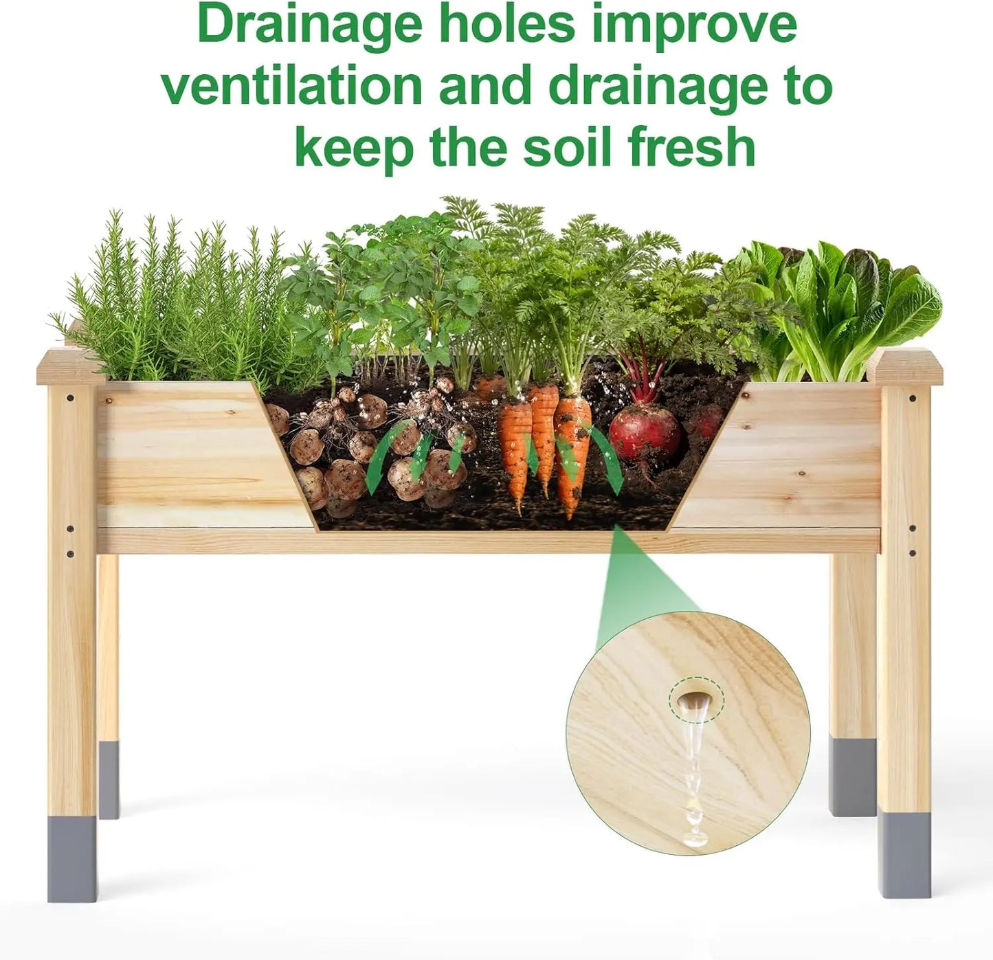 Wooden Raised Garden Bed With Legs For Veggies And Flowers
