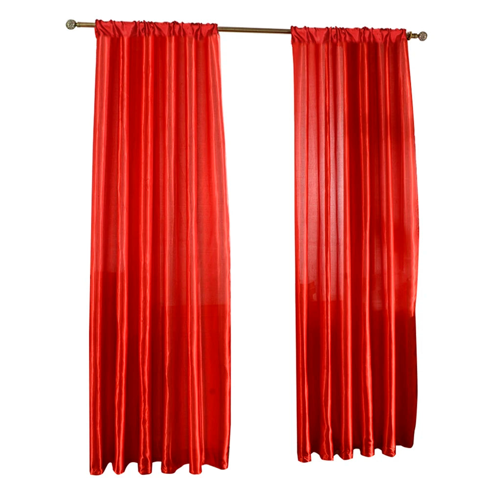 Solid Satin Curtain For Living Room Half Blackout Drape