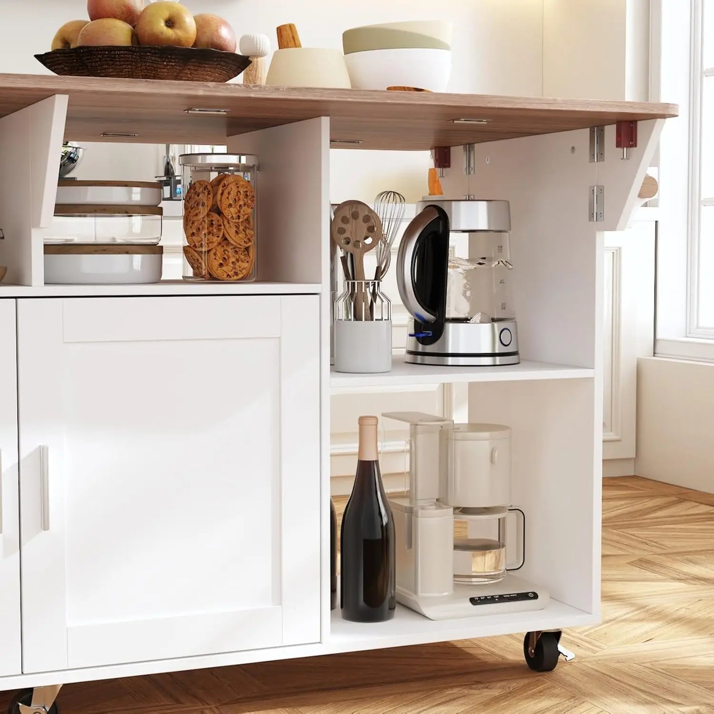 Rolling Kitchen Island Cart With Storage On Wheels Drop Leaf