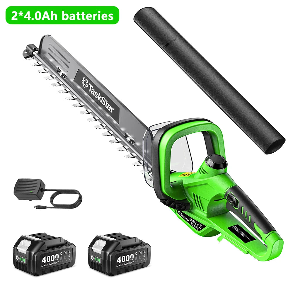 TaskStar Cordless Hedge Trimmer With Rotatable Handle And Dual Batteries