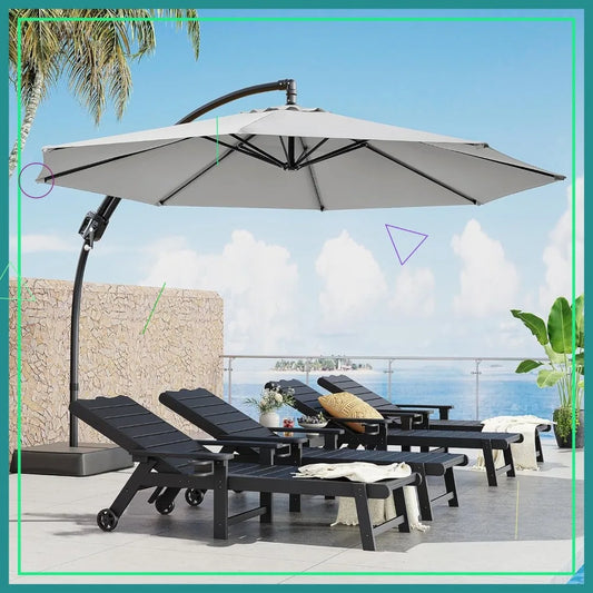 Cantilever Patio Umbrella With Sandbag Base UPF50 Protection