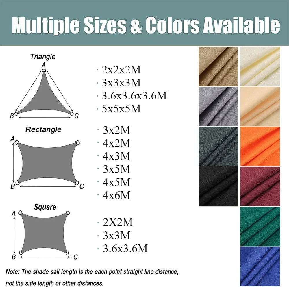 Waterproof Shade Sail Outdoor Sun Shelter For Patio UV Protection
