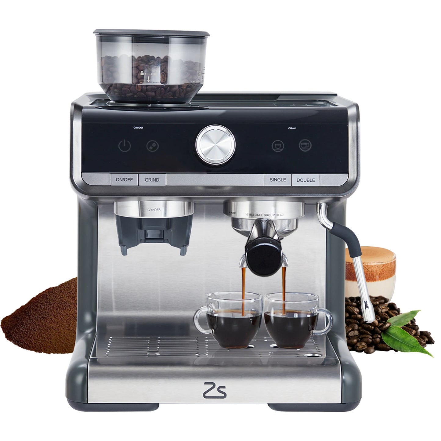 Acekool Espresso Machine With Grinder Milk Frother 20 Bar