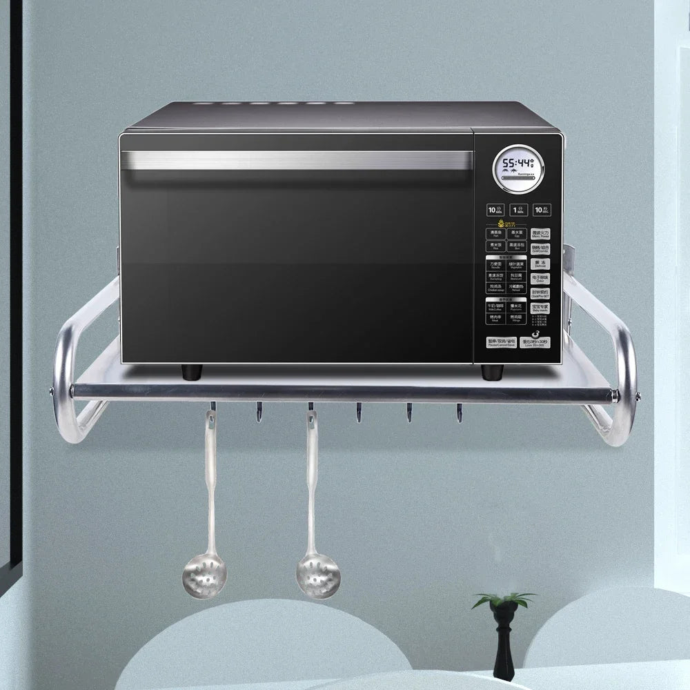 Stainless Steel Microwave Oven Rack Wall Mount Kitchen Shelf