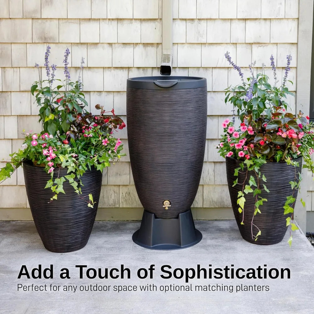 Rain Barrel With Stand Removable Lid And Overflow Nozzle