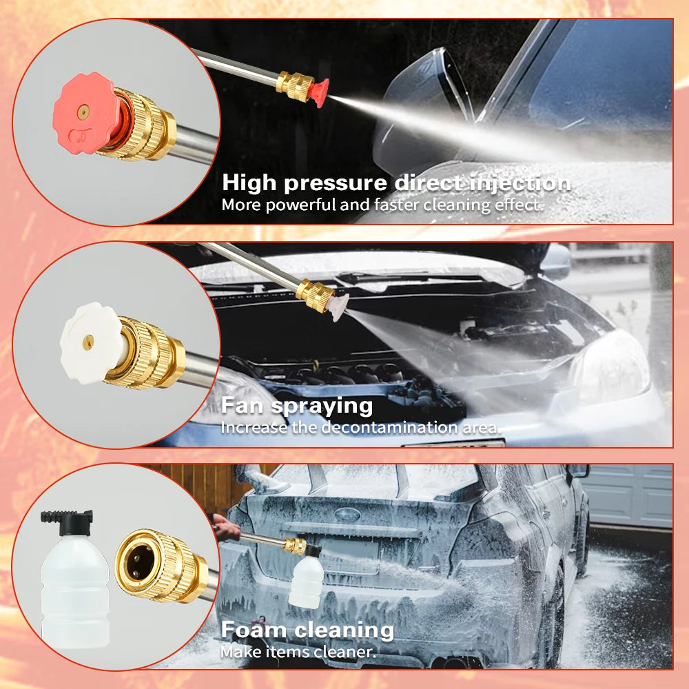 Cordless High Pressure Car Cleaning Gun With Battery Foam Cannon Hose