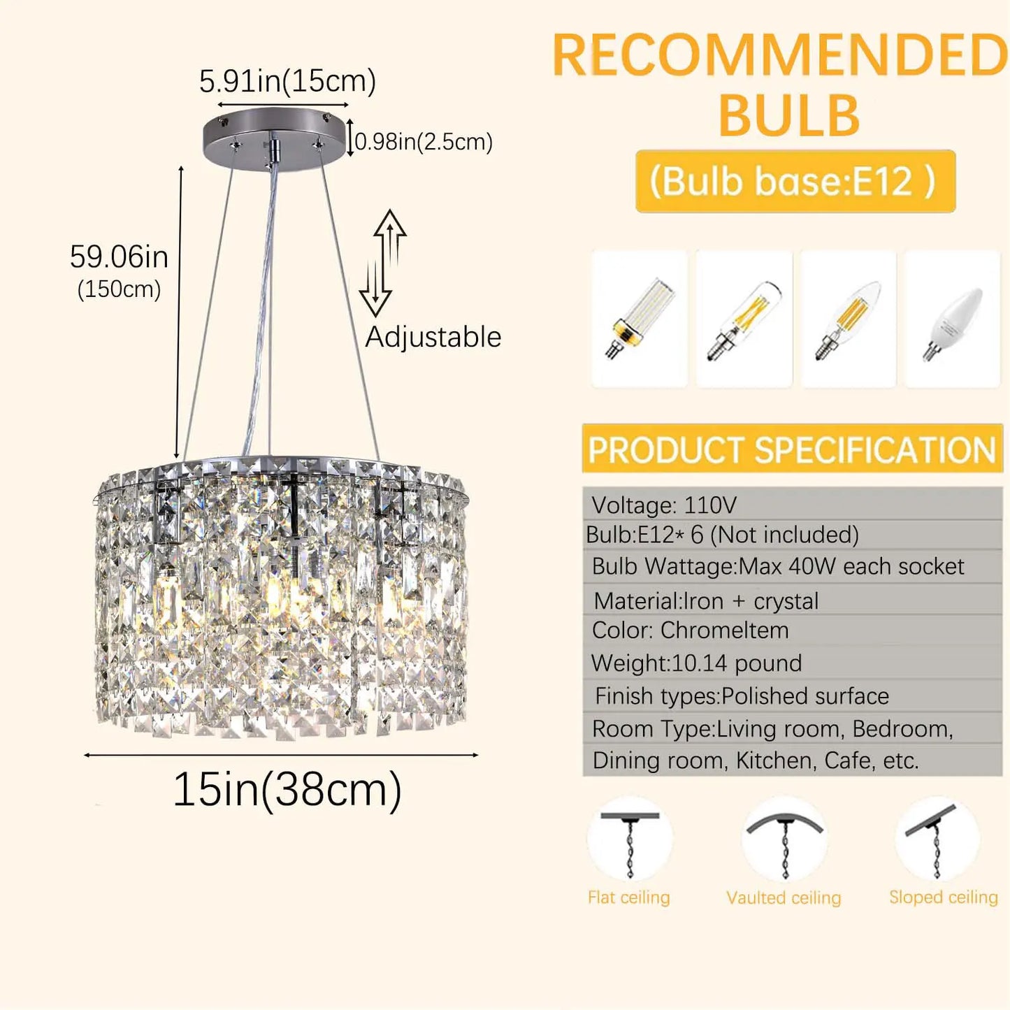 DF Light House Modern Crystal Chandelier for Living Room Pendant