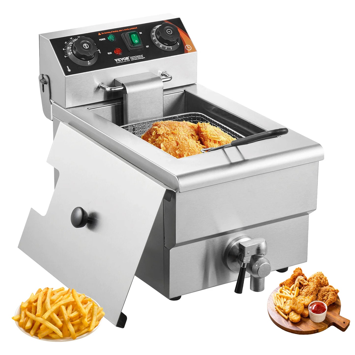 SucceBuy Stainless Steel Commercial Electric Countertop Deep Fryer With Timer