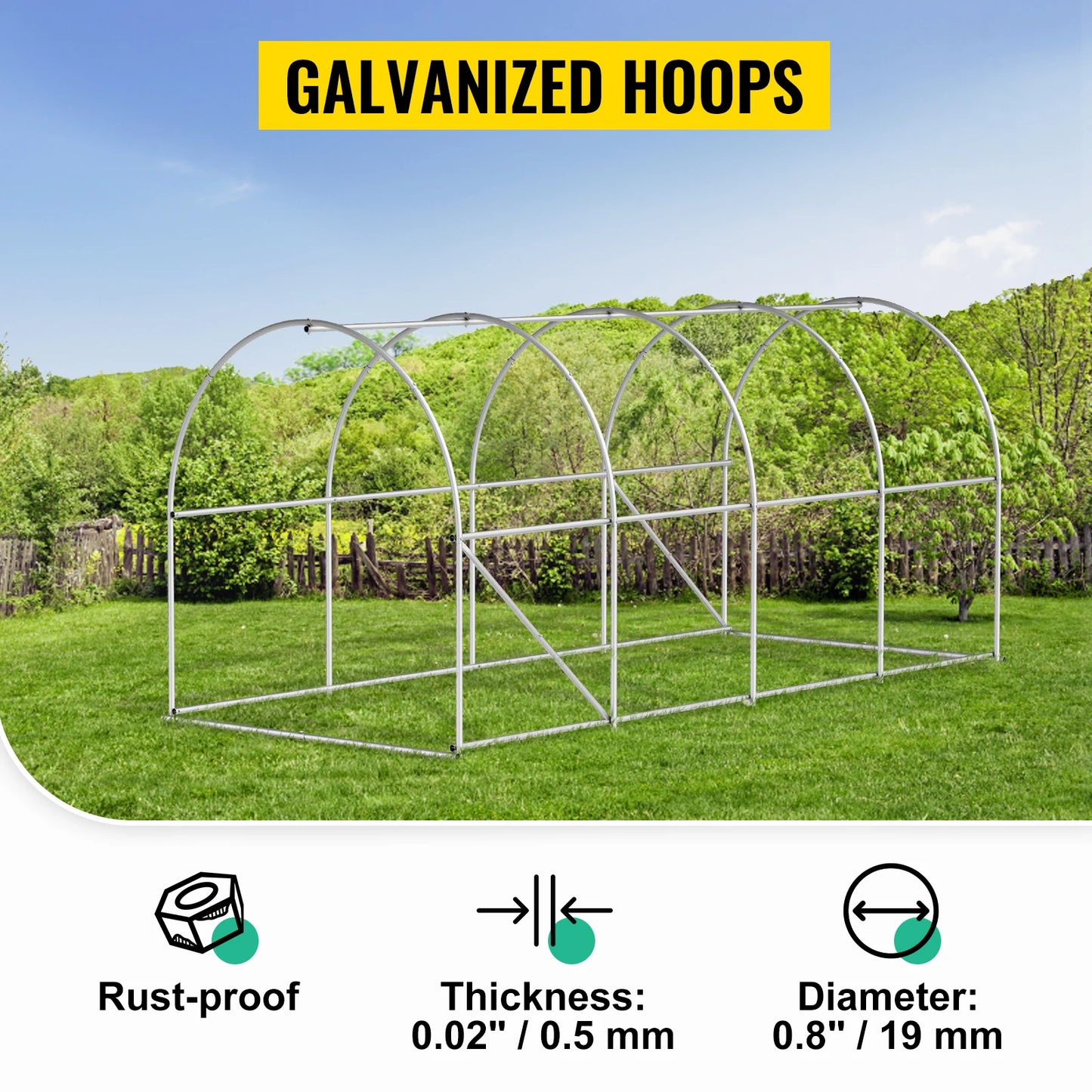 SucceBuy Walk In Tunnel Greenhouse With Galvanized Frame And Waterproof Cover