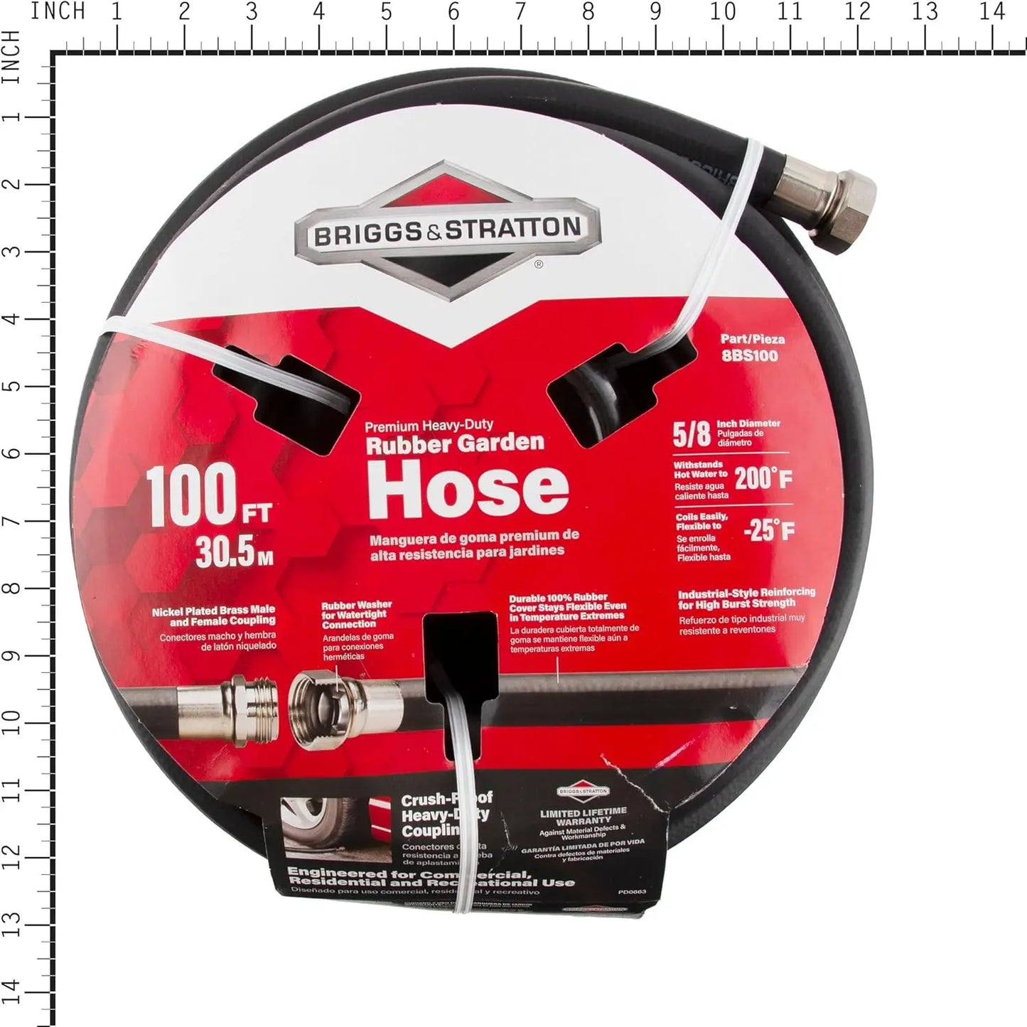 8BS100 Premium Heavy Duty Rubber Garden Hose For All Weather Use
