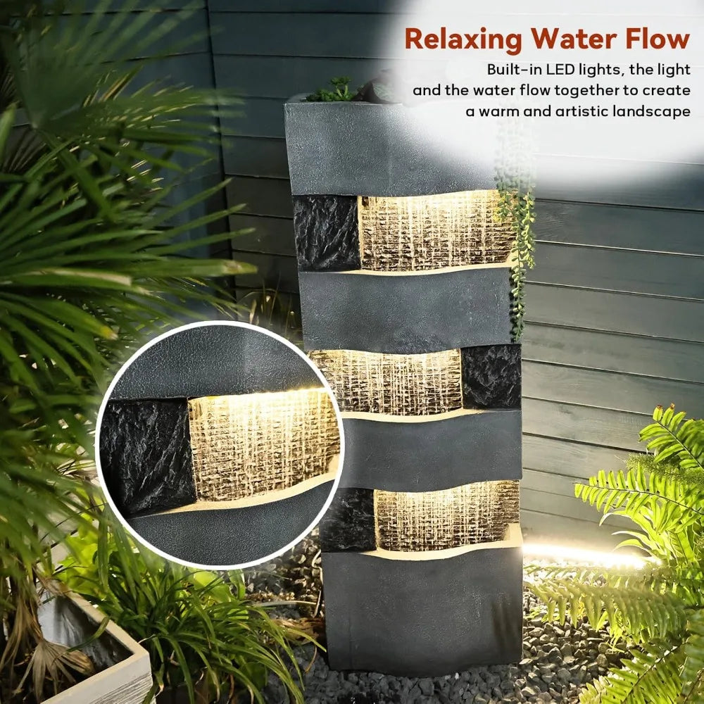DAFIFY 4-Tier Outdoor Garden Water Fountain With LED Lights