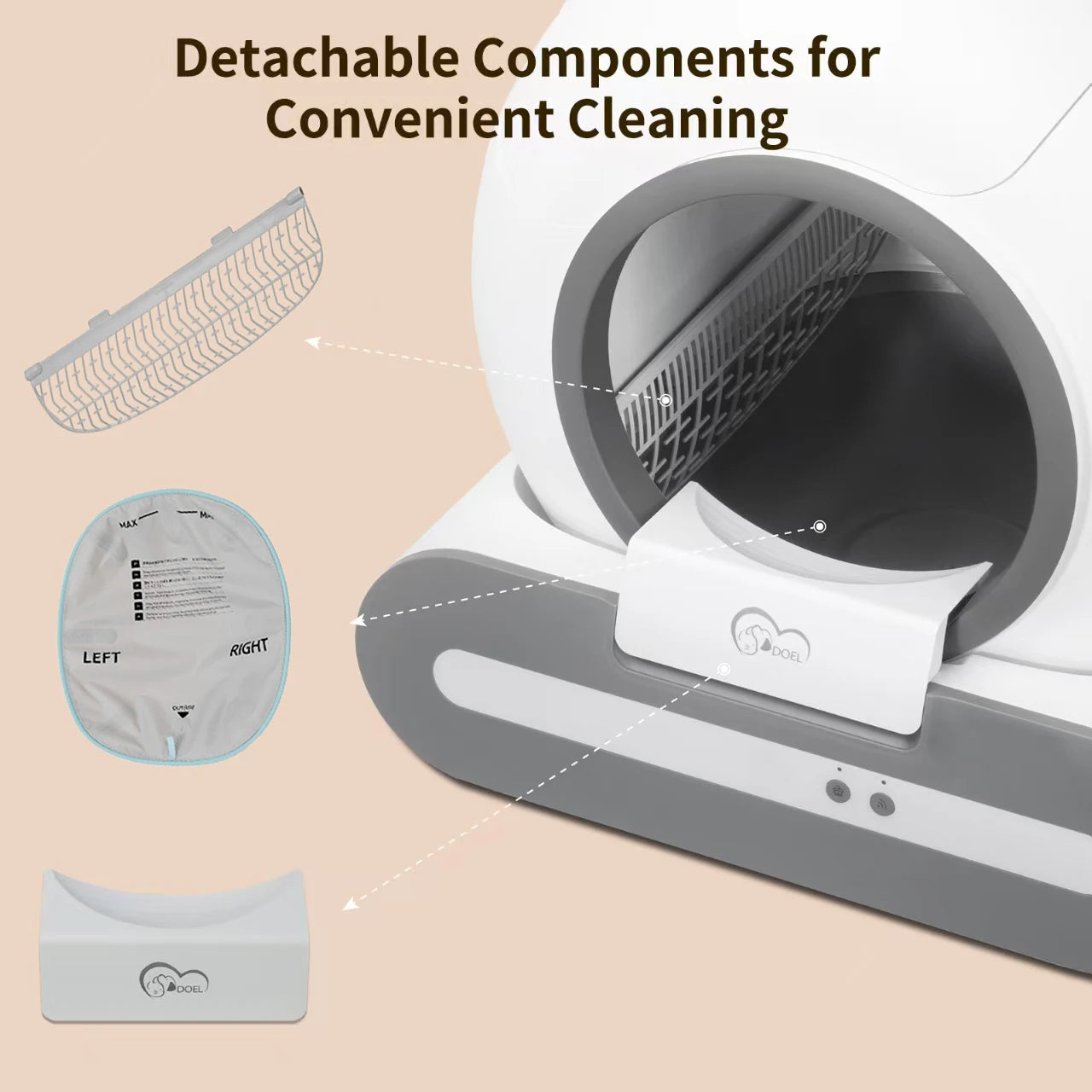 DOEL Self Cleaning Cat Litter Box With App Control 2.4G WiFi