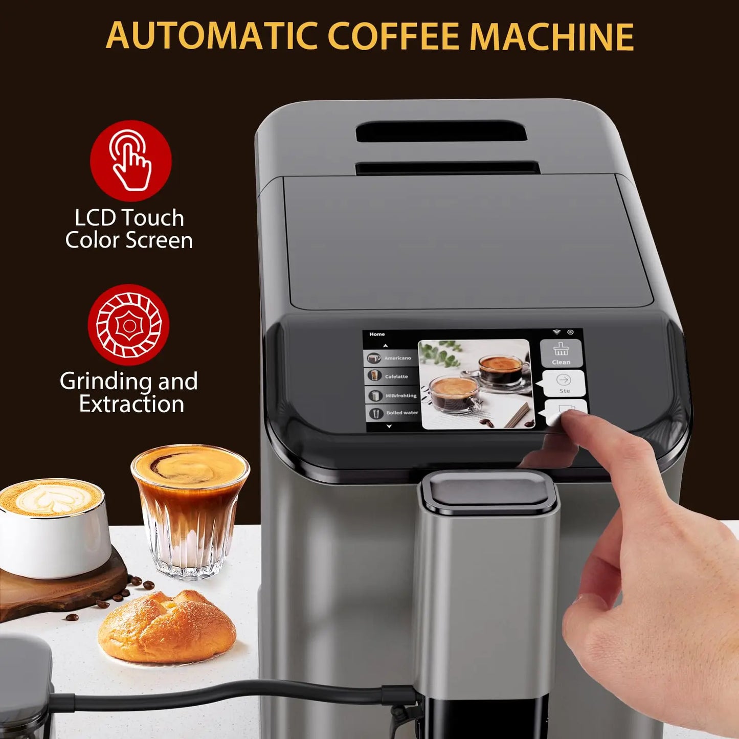 Adoolla 20 Bar Fully Automatic Espresso Machine With Milk Frother