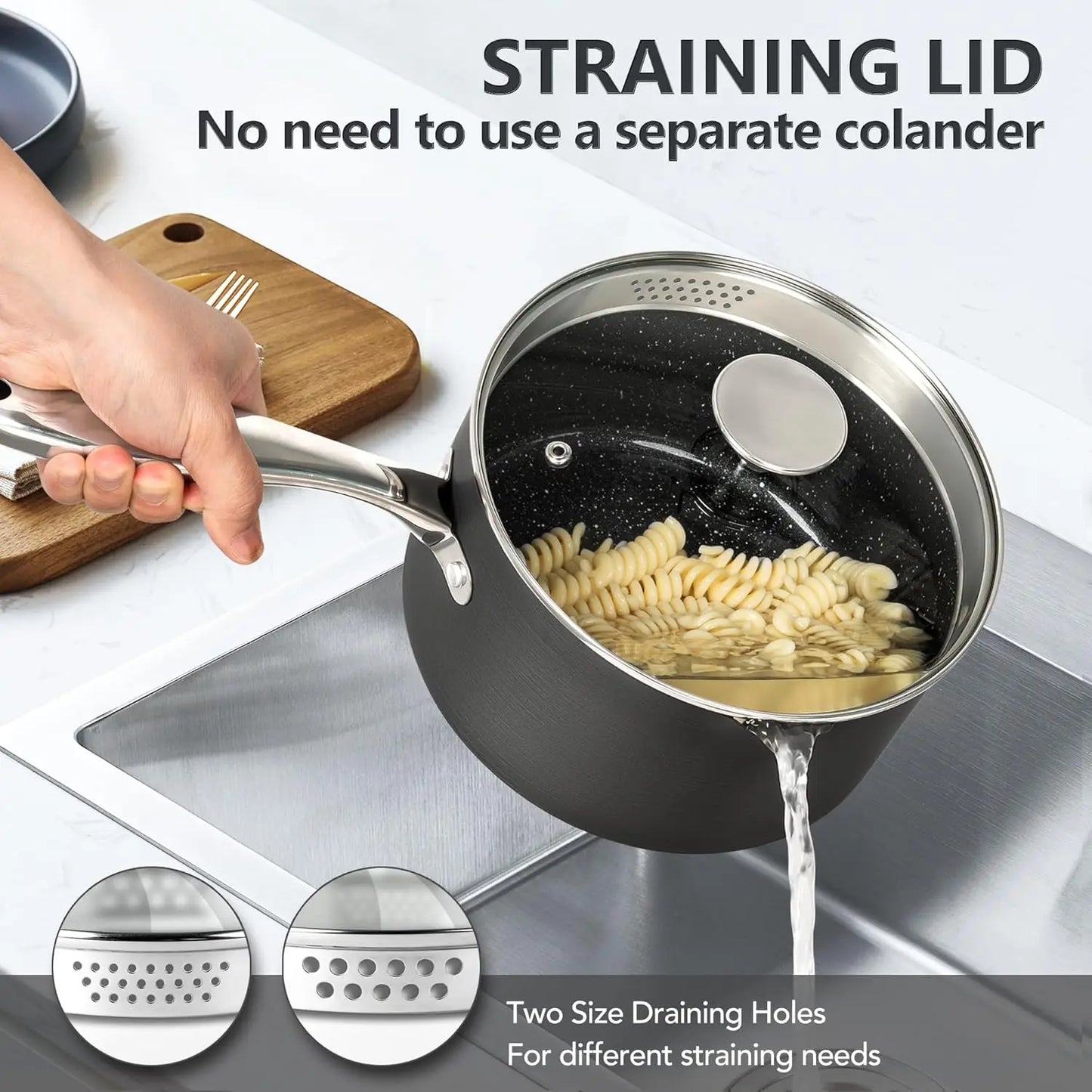 Hard Anodized Saucepan Set With Lids Nonstick Induction Pots
