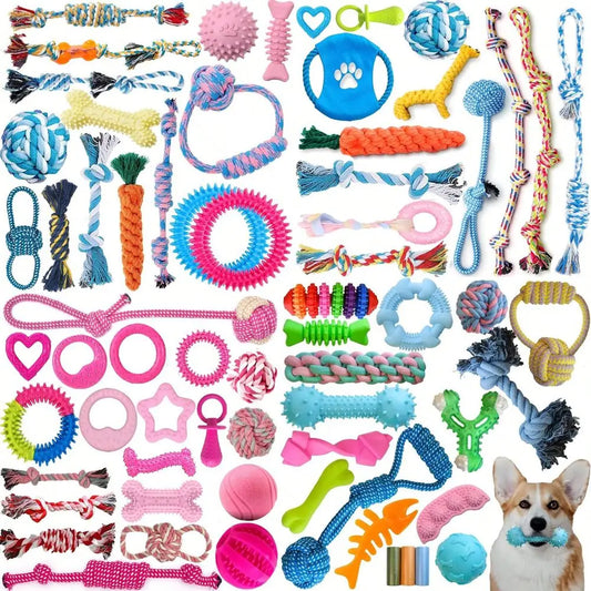 XMSJ Puppy Toys 15 Pack Chew Rope Balls Treat Balls