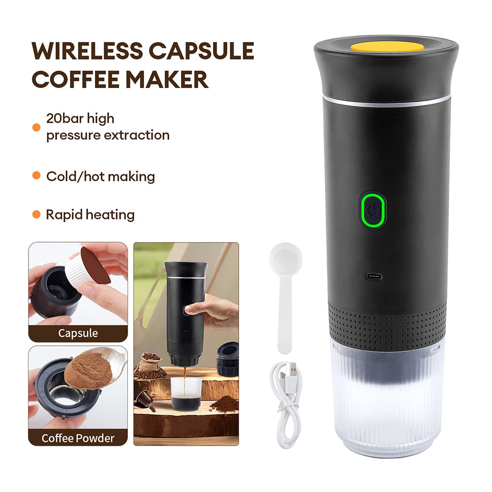 Obecilc Portable Wireless Espresso Coffee Machine 3 In 1 Capsule Maker