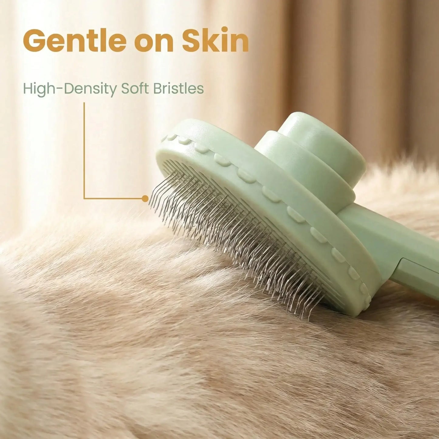 Stainless Steel Pet Comb With Massage Function And Self Cleaning Mechanism