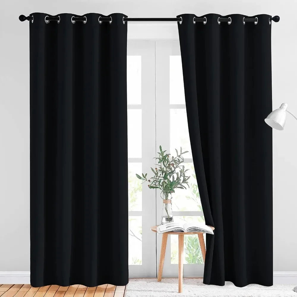 NONECN 90 Percent Blackout Curtain For Living Room Window Panel