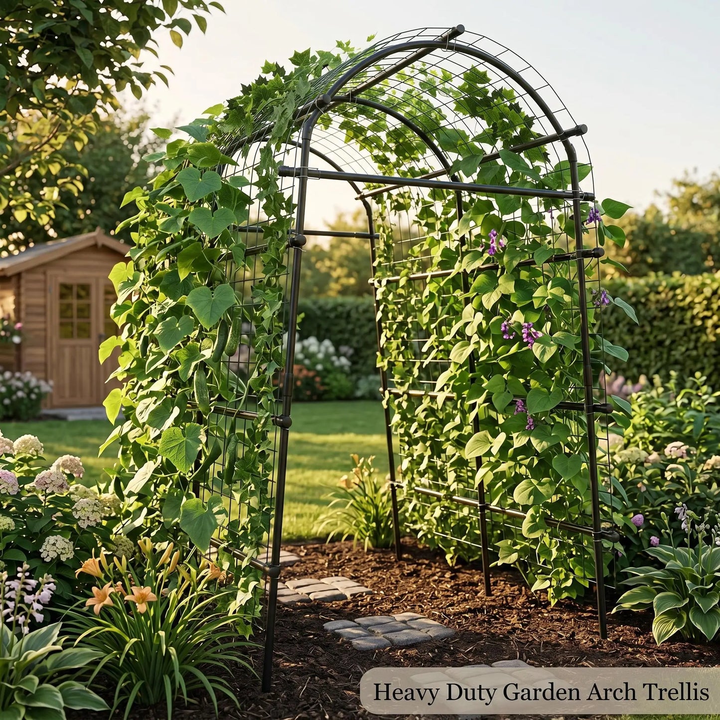 Cucumber Metal Garden Trellis Arch For Raised Bed Climbing Plants