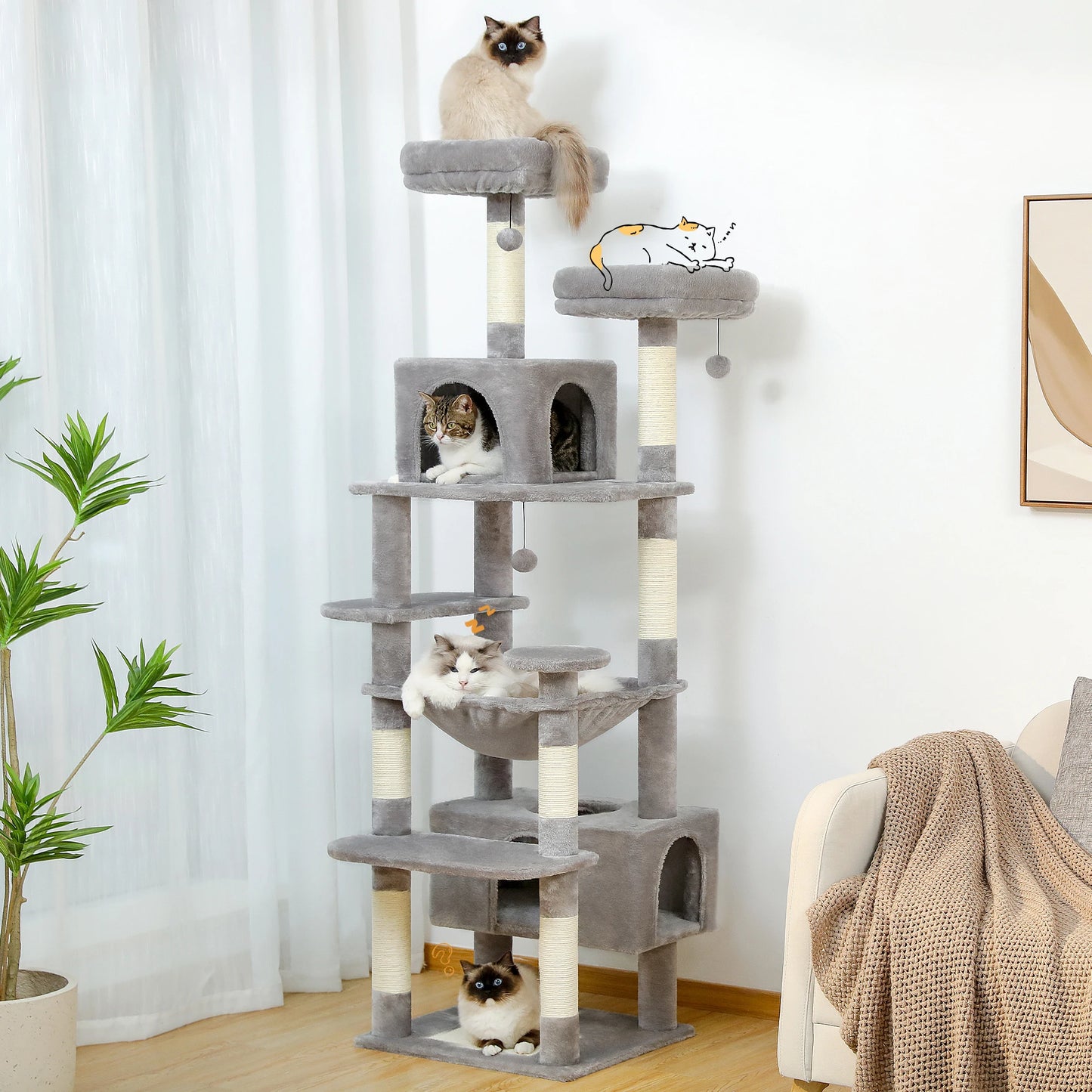 PAWZ Road Cat Tree Tower Indoor Scratching Posts Hammock Perches