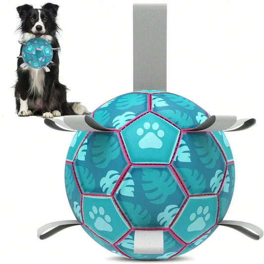 Dog Football Toy With Woven Strap Indoor Outdoor Interactive Ball