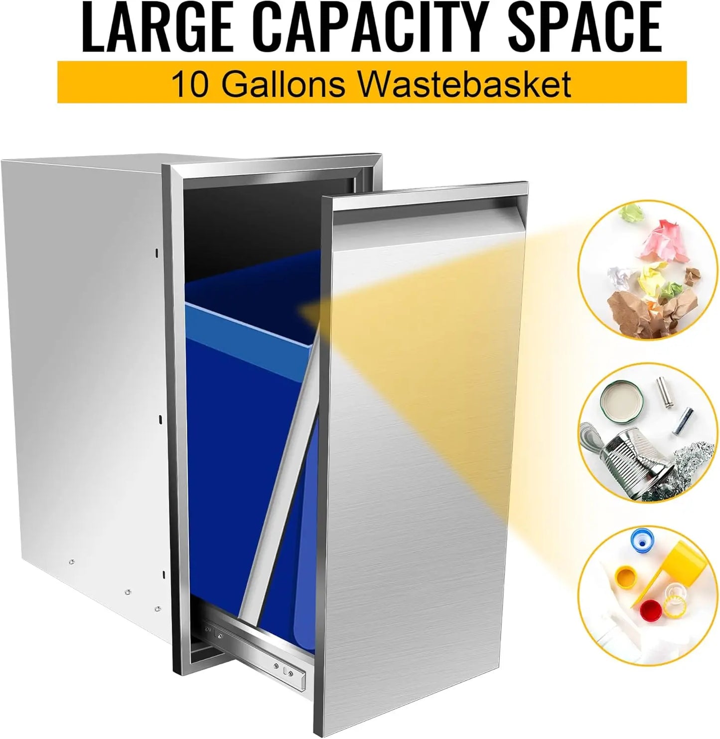 Built In Single Trash Drawer Outdoor Kitchen Stainless Steel