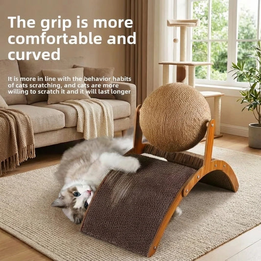 Wooden 2 In 1 Cat Scratcher Ferris Wheel Sisal Ball