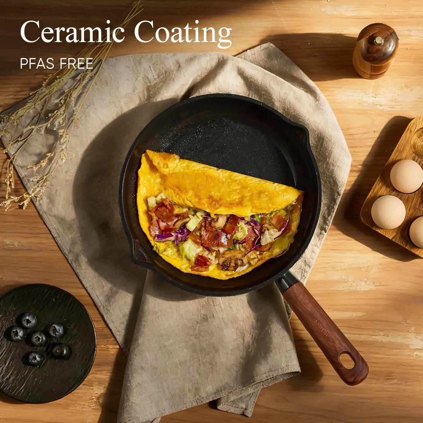 XMSJ Ceramic Cookware Set Nonstick Pots And Pans Healthy Cooking