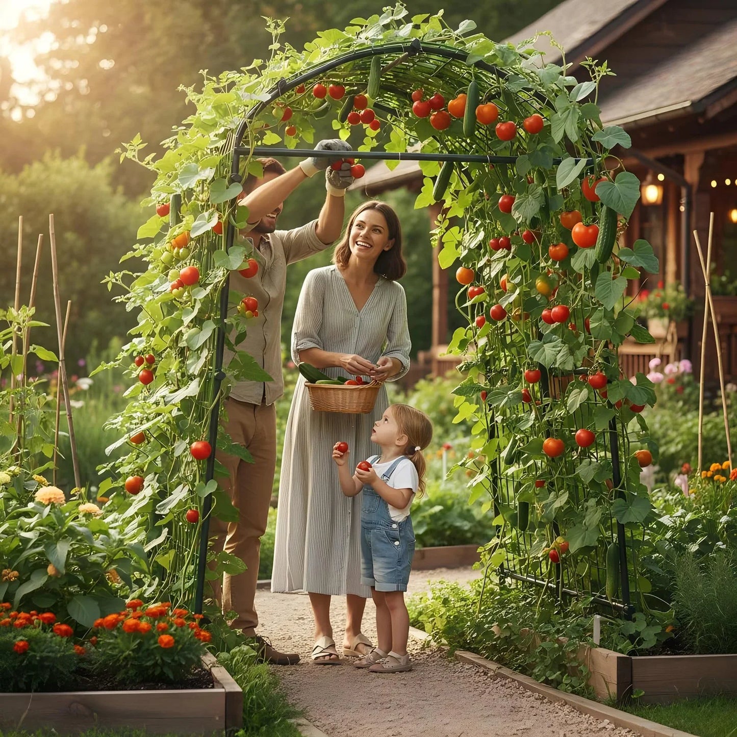 DishyKooker Heavy Duty Metal Garden Arch Trellis Cucumber Arbor