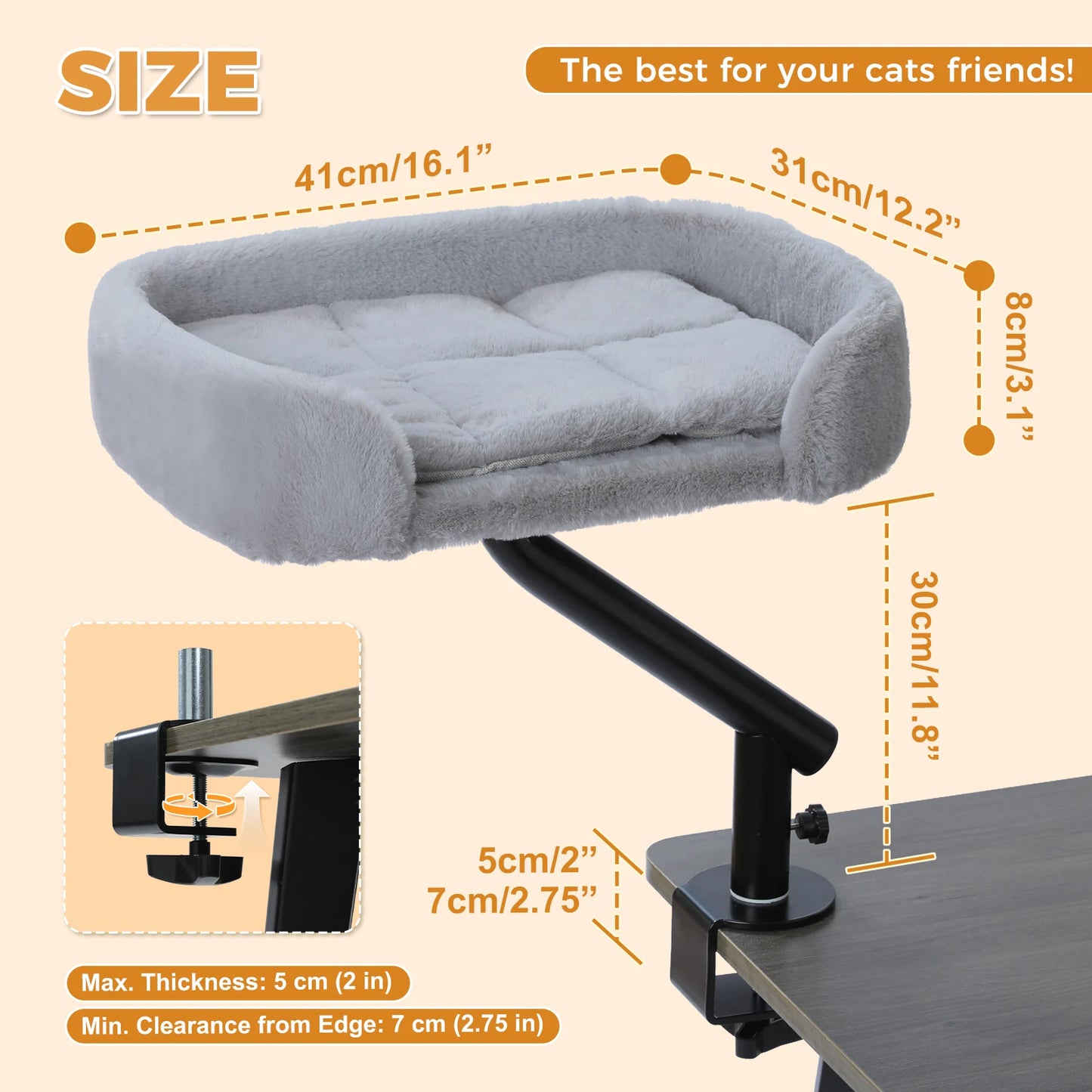 PAWZ Road Cat Desk Bed 360 Rotatable Stand With Adjustable Hammock