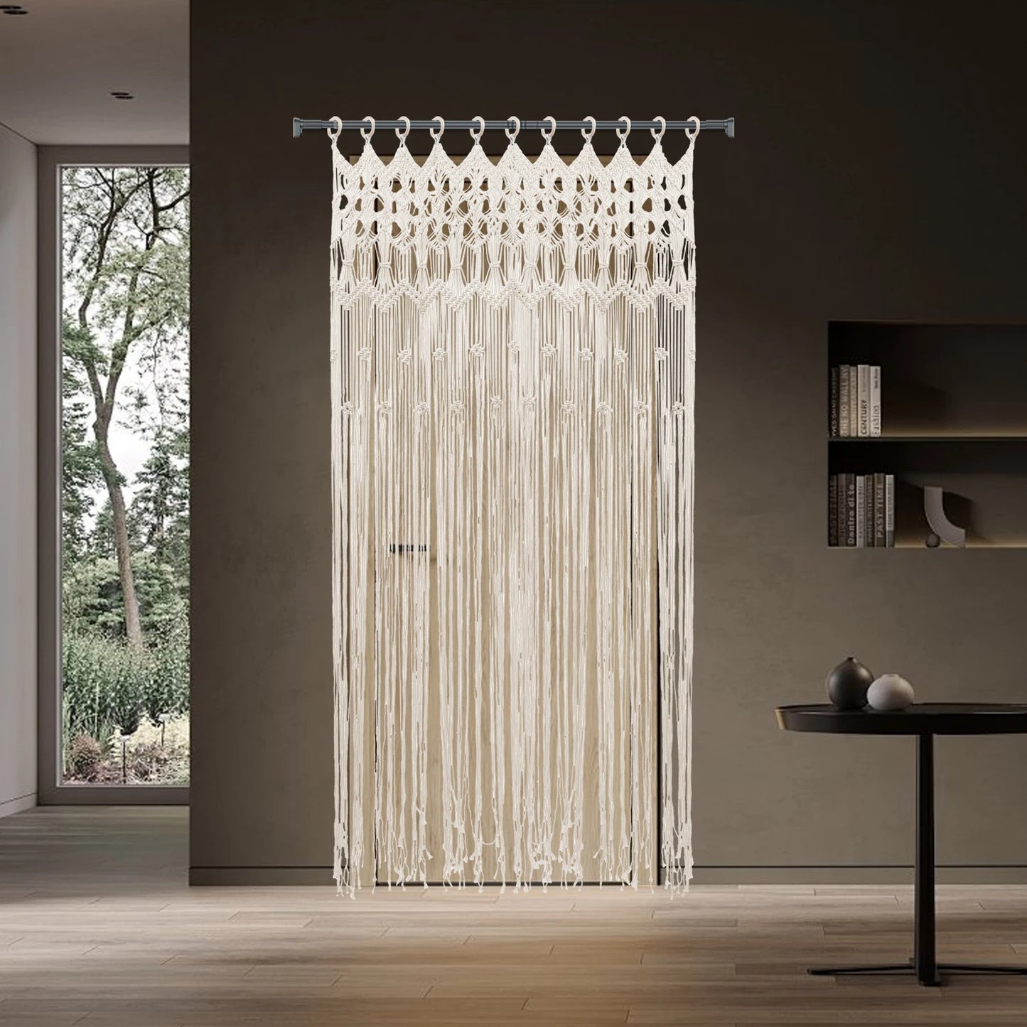 NONECN Woven Curtain Bohemian Knit Cotton Linen Home Decor