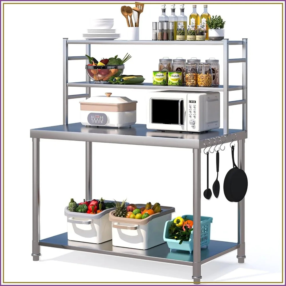 Stainless Steel Prep Table With Two Tier Shelf For Kitchen