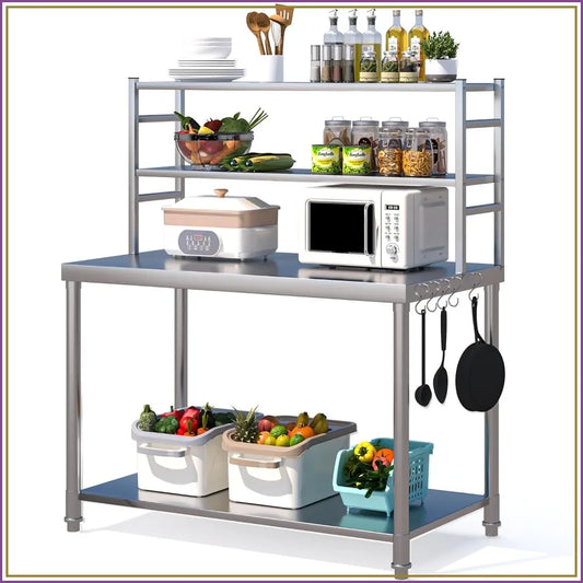 Stainless Steel Prep Table With Two Tier Shelf For Kitchen