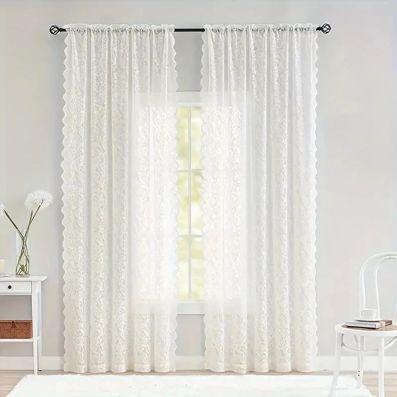Elegant Phoenix Tail Lace Chiffon Curtain For Living Room