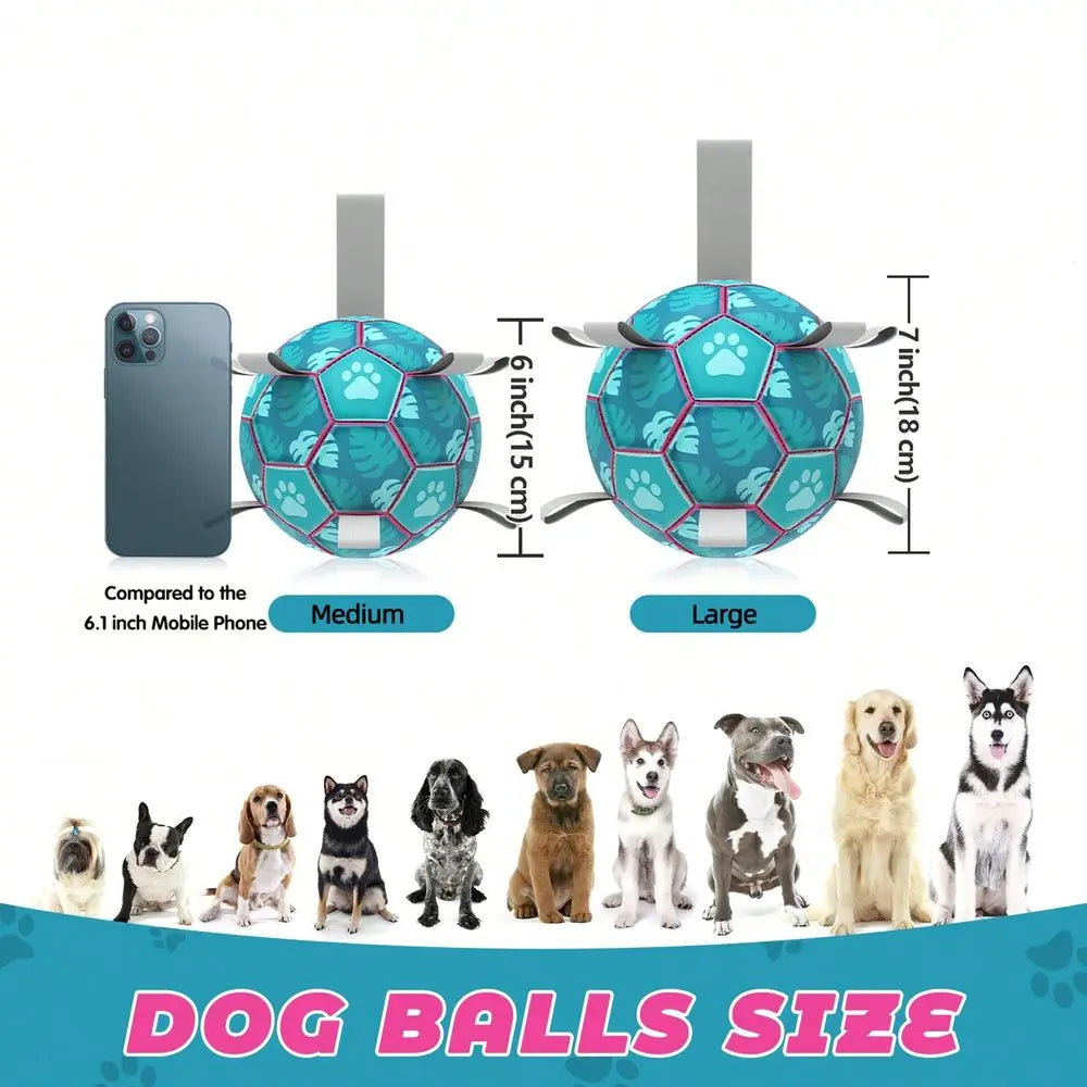Dog Football Toy With Woven Strap Indoor Outdoor Interactive Ball