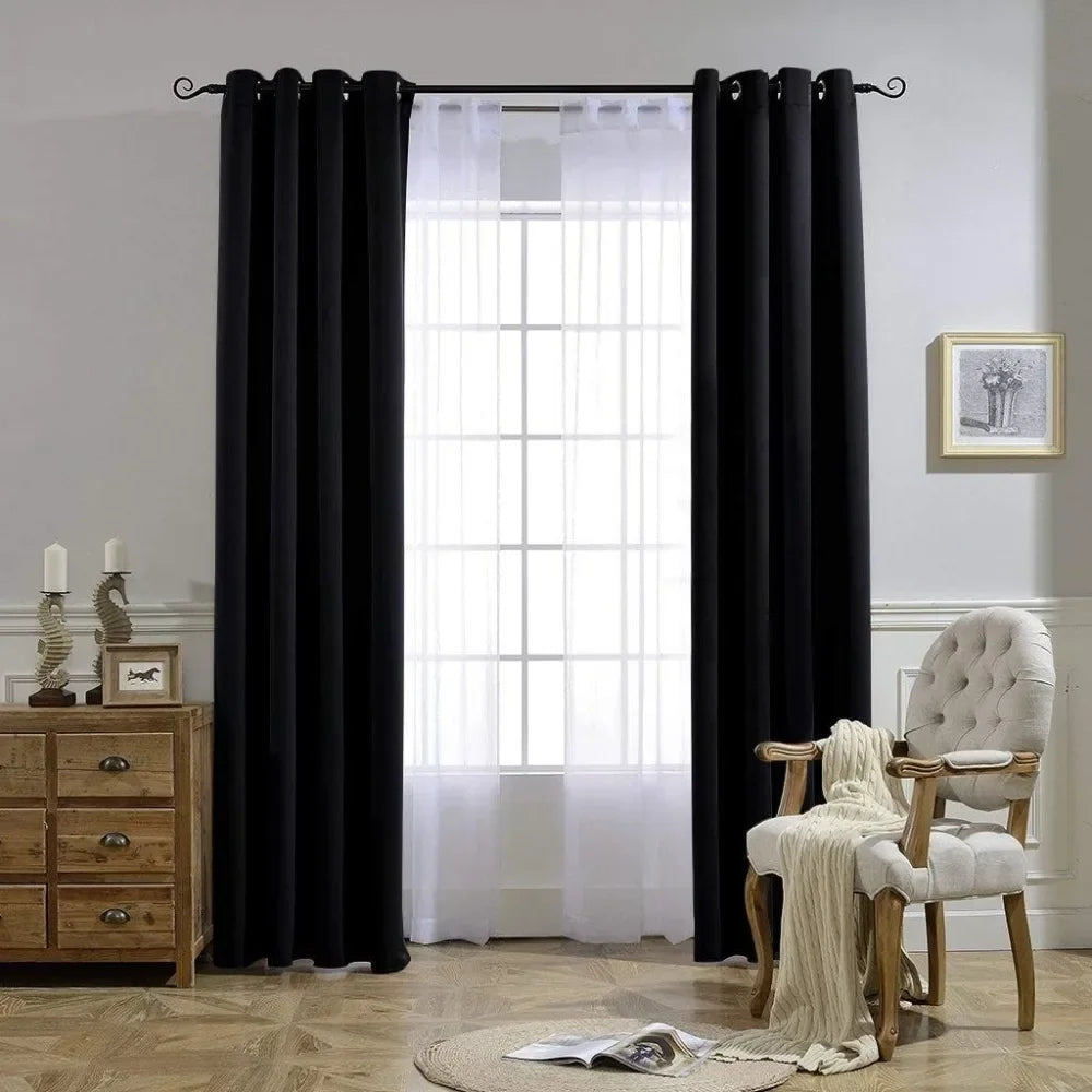 NONECN 90 Percent Blackout Curtain For Living Room Window Panel