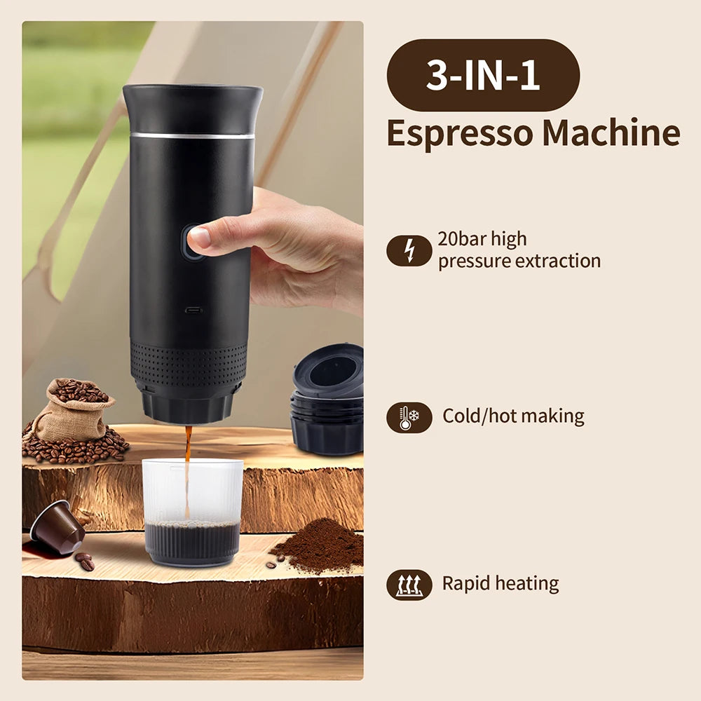 Obecilc Portable Wireless Espresso Coffee Machine 3 In 1 Capsule Maker